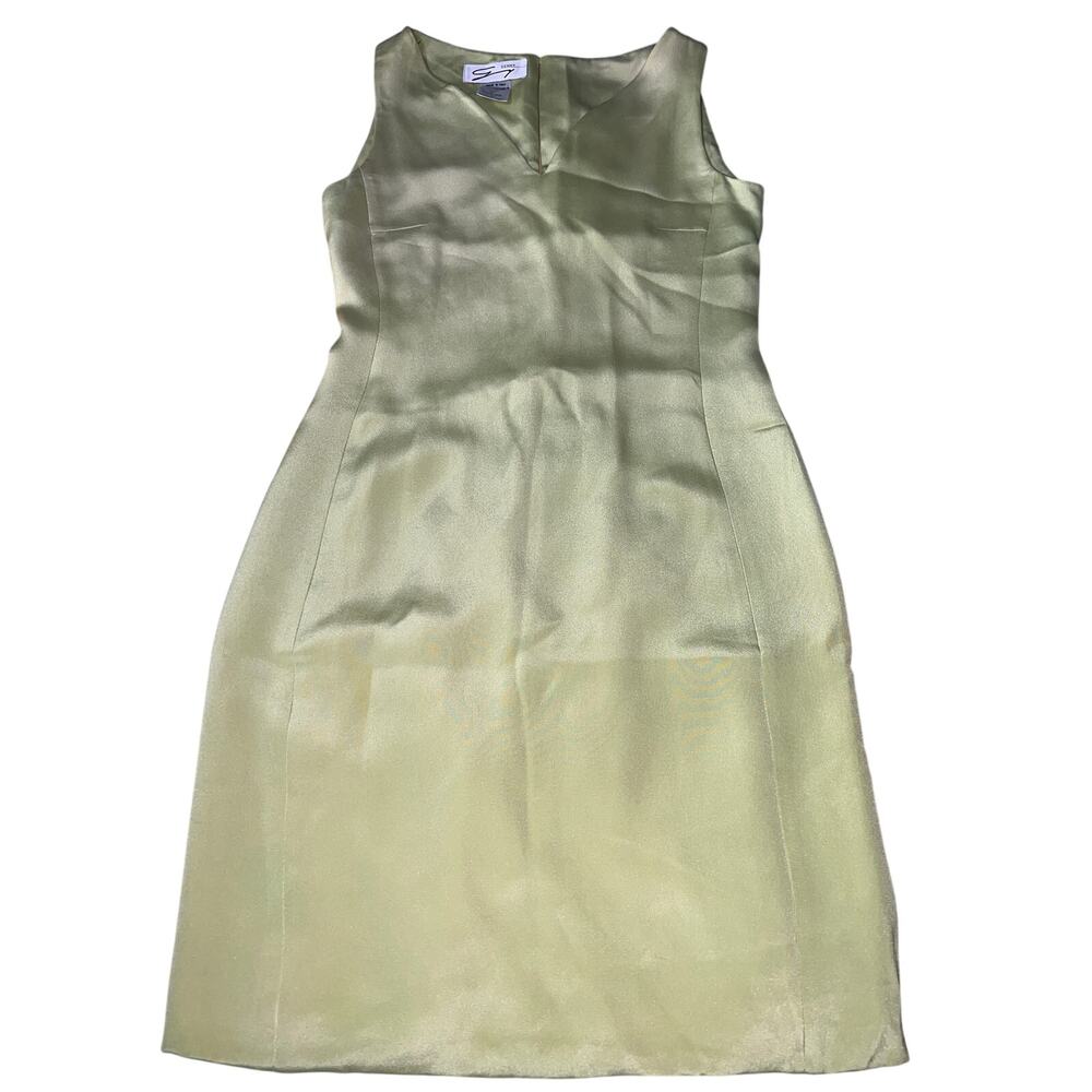 067 Genny Made in Italy Silk Blend Sheath Dress Yellow Size 4